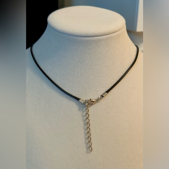 Moth Skull Gothic Necklace Black Leather Cord Choker Necklace Adjustable New - Picture 5 of 5